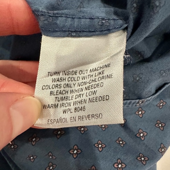 Club Room Mens Blue Patterned Regular Fit Long Sleeve Button Up FLAWED Size XL - Picture 6 of 11